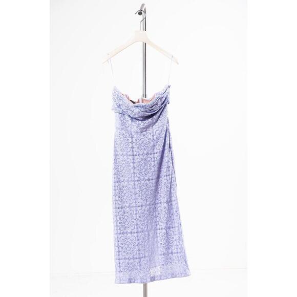 Burberry Lilac Lace Tube Midi Dress - Picture 1 of 3